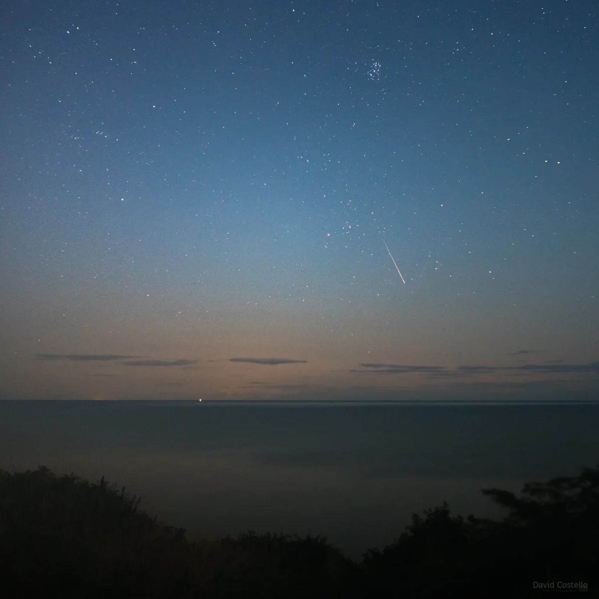 A Perseid Meteor above the Irish Sea from Brittas Bay in Wicklow.