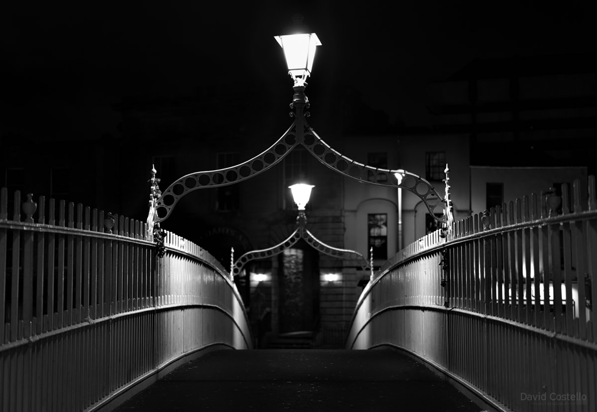 On Christmas morning while Dublin was silent and still a view across the Ha'penny Bridge towards Crown Alley.