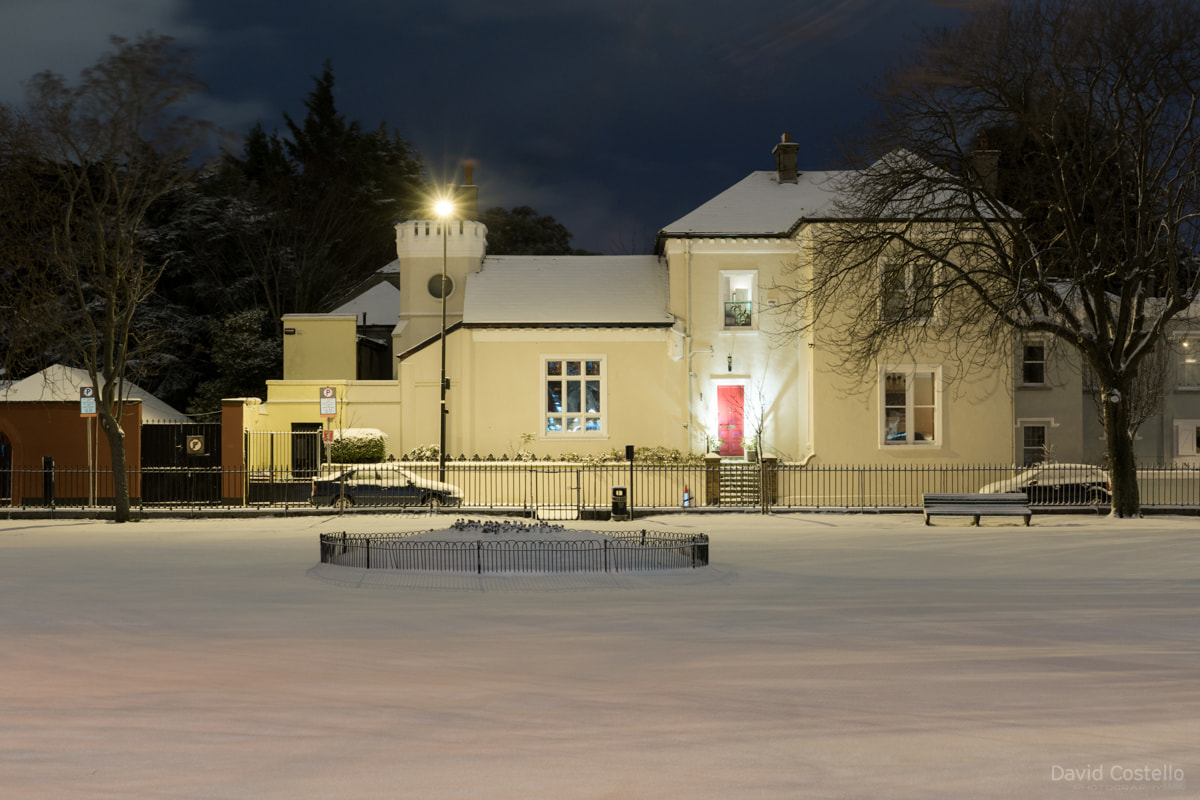 All was calm in a blanket of snow at Sandymount Green in late February 2018.